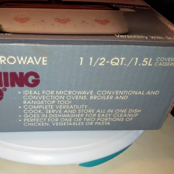 VINTAGE CORNINGWARE/NEW IN BOX!! FOREVER YOURS 1.5-quart Heart Dish w/lid - Picture 11 of 13
